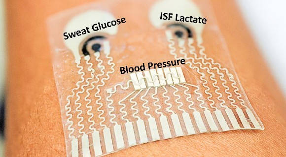skin patch with on arm that monitors cardio and chemical levels