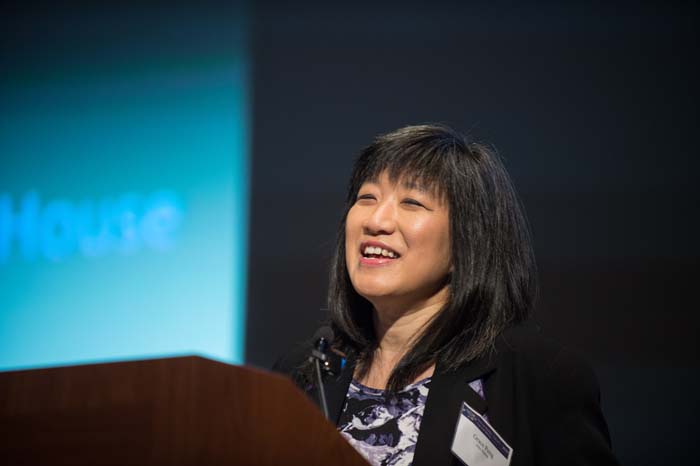 woman at podium