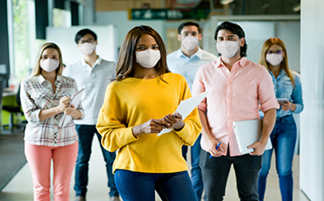 students wearing face coverings