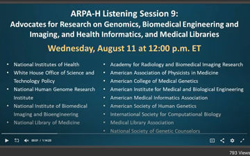 Image of the ARPA-H Listening Session 9 videocast titlecard