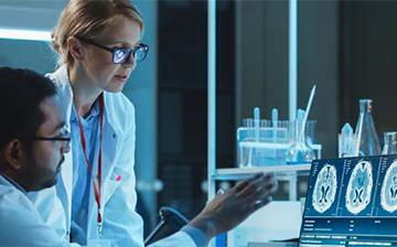 illustration of physician and medical technologies