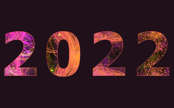 colorful image of the year 2022 with neurons inside the numbers
