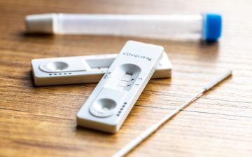 An at-home test for COVID-19 on a countertop 
