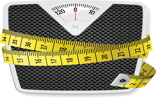 weight scale with measuring tape wrapped around it