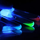 This is a picture of several test tubes containing fluorescent protein