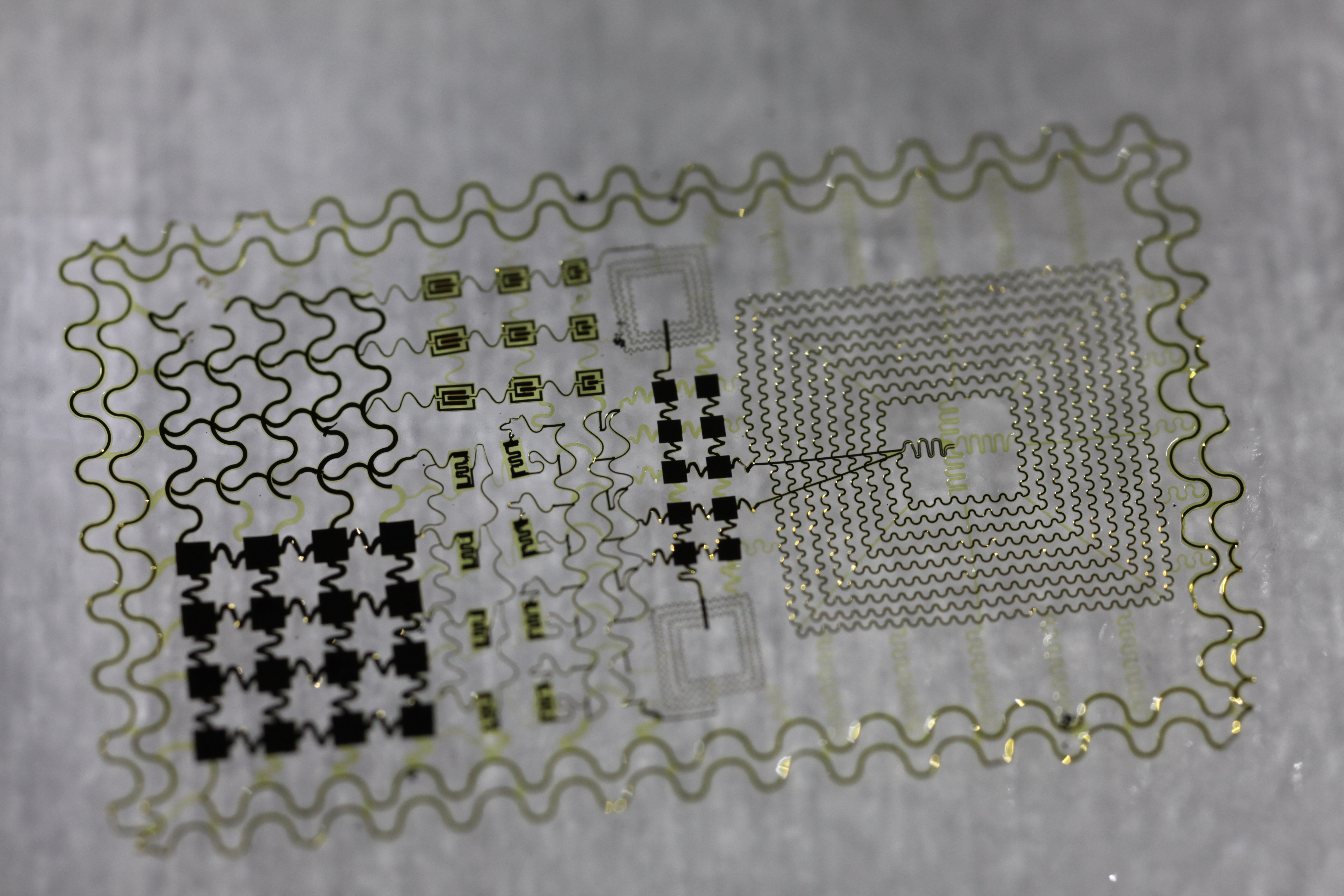 Image of flexible array that senses temperature on the skin