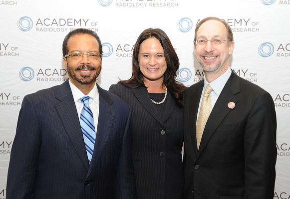 This is a photo of NIBIB director Roderic Pettigrew standing next to executive director of ARR Rene Crue and president of ARR Jonathan Lewin