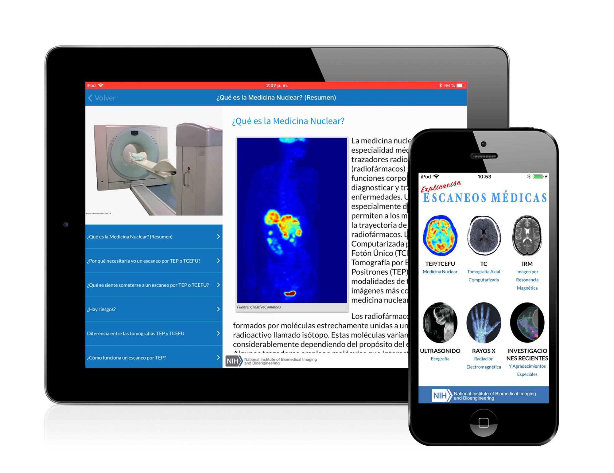 App de Imágenes Médicas mostrado en iPhone y iPad