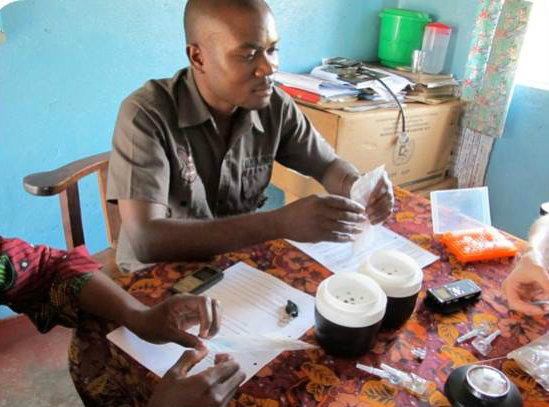Health worked testing NINA prototype in Zambia