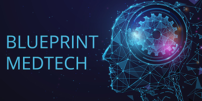 illustration of transparent head in silhouette with text that reads BLUEPRINT MEDTECH