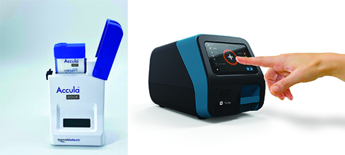 image of Mesa Biotech’s Accula System on left, image of Quidel’s Sofia 2 on right