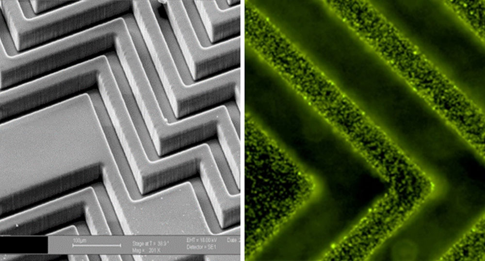 detail of herringbone chip feature detail of herringbone chip feature