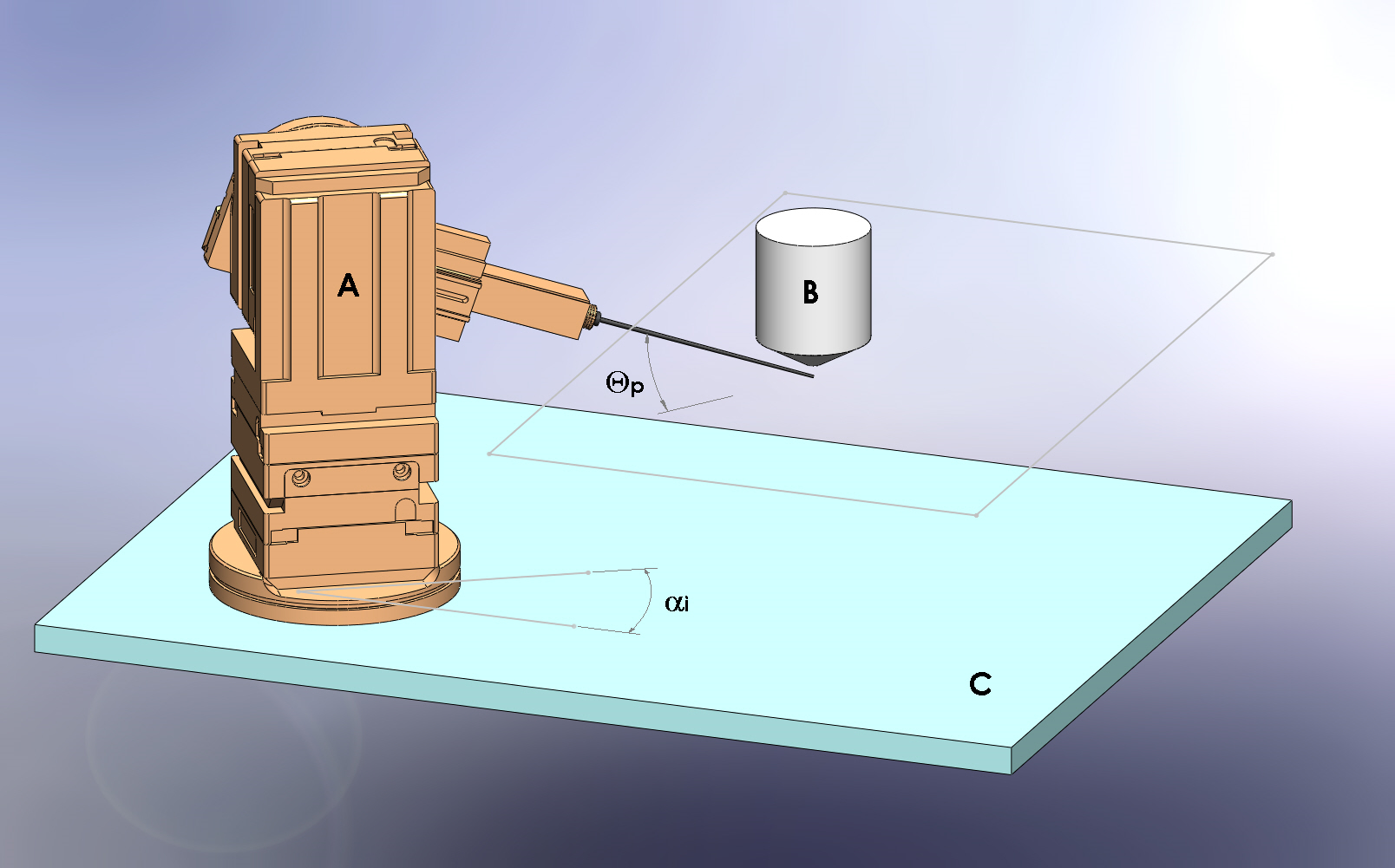 3D model of micromanipulator and micropipette