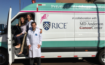 mobile health van in Brazil with three doctors