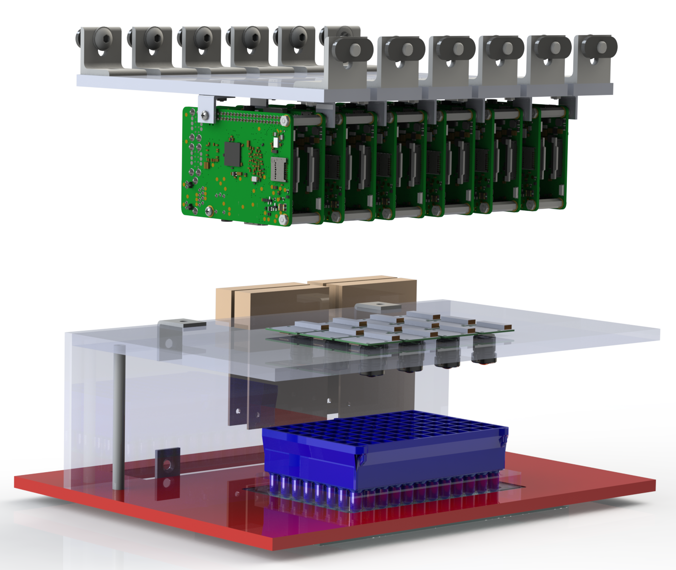 3D CAD of Drosophila 96-well plate video-monitoring system