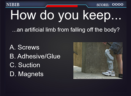 Screenshot of questions for Want to be a Bioengineer? game