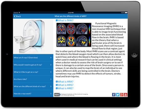 iPad showing page of Understanding Medical Scans