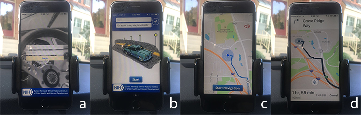 iPhone positioning in vehicle and gForce application screenshots