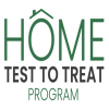program logo with text Home Test to Treat Program arranged to look like a house with a roof on top of the letter O in home