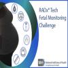 Image of a pregnant woman with a series of circles around her with medical images and the text RADx Tech Fetal Monitoring Challenge and the NIH Logo