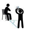 Illustration of someone filming an individual performing the sit-to-stand test