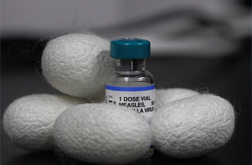 Vial of vaccine and silk worm cocoons Vial of vaccine and silk worm cocoons